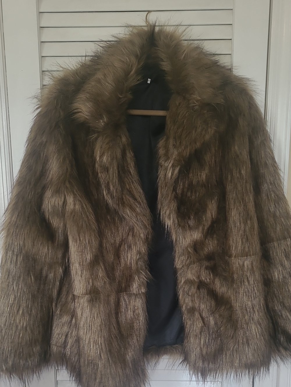 Women's Faux Fur Brown  Coat - Plush Brown Jacket